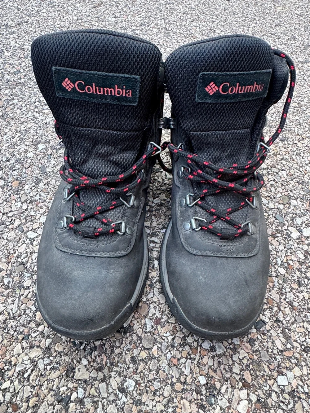 Columbia Black Hiking Boots with Red-Accented Laces